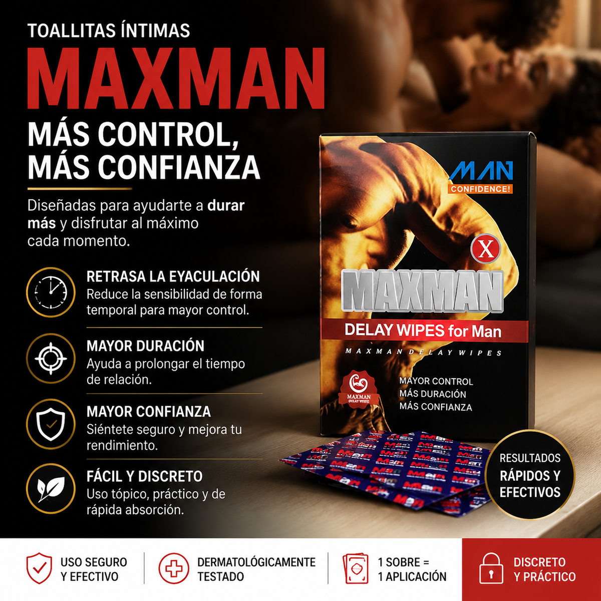 Toallitas Íntimas MAXMAN — Más Control, Más Confianza